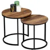 Image de Lot de 2 tables basses gigognes HAWKINS rondes 40/45 bois foncé design industriel