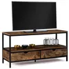 Image de Meuble TV 113 cm DAYTON 2 tiroirs bois effet vieilli design industriel