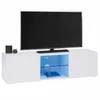 Image de Meuble TV 113 cm ELI blanc étagère en verre avec LED
