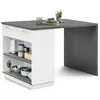 Image de Ilot central mange-debout 4 personnes VITO 130 cm blanc et plateau gris