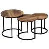 Image de Lot de 3 tables basses gigognes HAWKINS rondes 30/40/45 bois foncé design industriel