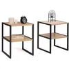 Image de Lot de 2 tables de chevet DETROIT tables d'appoint bois et métal noir design industriel