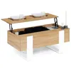 Image de Table basse plateau relevable rectangulaire PHOENIX bois et blanc