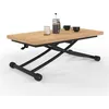 Image de Table basse 2 en 1 relevable en table à manger rectangulaire URBANA 100 cm bois et noir design industriel