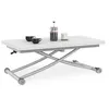 Image de Table basse 2 en 1 relevable en table à manger rectangulaire URBANA 100 cm blanc pied gris chromé