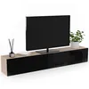 Image de Meuble TV 180 cm suspendu ELIO 2 portes bois et noir