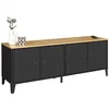 Image de Buffet bas 140 cm ESTER 4 portes métal noir et plateau bois design industriel