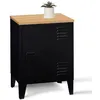 Image de Table de chevet ESTER 1 porte métal noir plateau façon hêtre design industriel