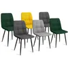 Image de Lot de 6 chaises MILA en velours mix color vert x2, gris foncé x2, gris clair, jaune