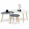 Image de Lot de 3 tables basses gigognes GAIA laquées blanc gris scandinave