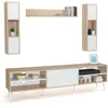 Image de Ensemble meuble TV 180 cm et étagères HOUSTON bois et blanc