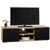 Image de Meuble TV 113 cm ELI bois façon hêtre portes noires