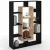 Image de Etagère bibliothèque COLETTE avec 11 compartiments noir et effet bois 143 cm