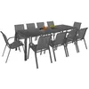 Image de Salon de jardin MADRID table 240 CM et 10 chaises empilables gris anthracite