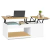 Image de Table basse 2 plateaux relevables ELEA avec coffre bois blanc et façon hêtre