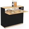 Image de Meuble de bar extensible en table à manger 2 personnes VITO noir et plateau bois