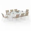 Image de Salon de jardin id market beige 9 pieces 8 personnes 190 x 80 x 73 cm acier