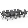 Image de Salon de jardin MADRID table extensible plateau gris 135-270 CM et 12 chaises empilables gris anthracite