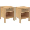 Image de Lot de 2 tables de chevet EDHEN 1 tiroir avec niche cannage et bois