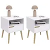 Image de Lot de 2 tables de chevet HELSINKI scandinaves 1 tiroir avec niche blanc