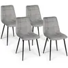 Image de Lot de 4 chaises MILA en velours gris clair pour salle à manger