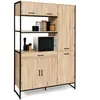 Image de Buffet de cuisine avec colonne de rangement 120 CM DETROIT 6 portes + tiroir design industriel