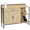 Image de Buffet bas de cuisine 120 CM DETROIT plan de travail H.83 CM 2 portes + tiroir design industriel