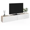 Image de Meuble TV 180 cm suspendu ELIO 2 portes bois et blanc
