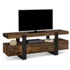 Image de Meuble TV 140 cm PHOENIX avec tiroirs bois effet vieilli et noir