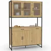 Image de Buffet de cuisine vitré 120 CM DETROIT meuble vaisselier 6 portes design industriel + tiroir