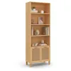Image de Etagère bibliothèque 4 niveaux avec placard EDHEN cannage et bois
