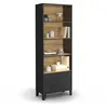 Image de Etagère bibliothèque 5 niveaux avec placard ESTER portes métal noir et plateau bois design industriel