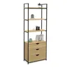 Image de Etagère bibliothèque 4 niveaux avec 3 tiroirs DETROIT design industriel 170 cm