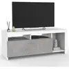 Image de Meuble TV 110 cm MALO blanc et placard effet béton