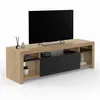 Image de Meuble TV 140 cm MALO bois et placard noir