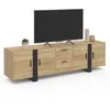 Image de Meuble TV 180 cm PHOENIX avec rangements bois et noir