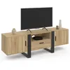 Image de Meuble TV 160 cm PHOENIX avec rangements bois et noir