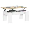 Image de Table basse plateau relevable rectangulaire TARA bois blanc et imitation hêtre