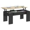 Image de Table basse plateau relevable rectangulaire TARA bois noir et imitation hêtre