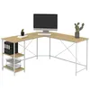 Image de Bureau d'angle en forme de L DETROIT design industriel bois et métal blanc