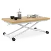 Image de Table basse relevable en table à manger URBANA plateau façon hêtre pied blanc