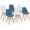 Image de Lot de 6 chaises scandinaves SARA mix color bleu canard x3 et blanc x3