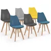 Image de Lot de 6 chaises scandinaves SARA mix color bleu x2, gris clair, gris foncé x2, jaune