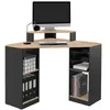 Image de Bureau d'angle HARRY noir et façon hêtre gain de place bureau informatique avec rangements