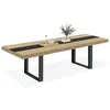 Image de Table à manger extensible rectangle PHOENIX 6-12 personnes bois et noir bande centrale noire 200-300 cm