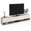 Image de Meuble TV 180 cm suspendu ELIO 2 portes avec étagère bois et blanc