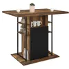 Image de Ilot central UGO 110 cm bois noir et effet bois foncé HAWKINS avec rangements design industriel
