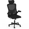 Image de Fauteuil de bureau JAMES ergonomique en toile respirante et appui-tête avec roulettes noir