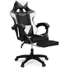 Image de Fauteuil de gaming ALEX réglable avec repose-pied, coussin de tête et coussin lombaire noir blanc et gris