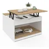 Image de Table basse plateau relevable carrée ELEA avec coffre bois blanc et façon hêtre